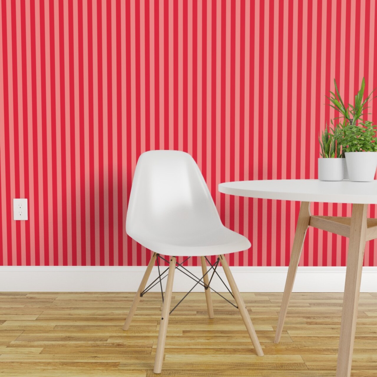 Pre-Pasted Wallpaper 2FT Wide Red Pink Psychedelic Stripes Fashion Pop Art Bold Maximalist Colour 60S Circus Tent Medium Scale Candy Stripe Summer Custom Pre-pasted Wallpaper by Spoonflower